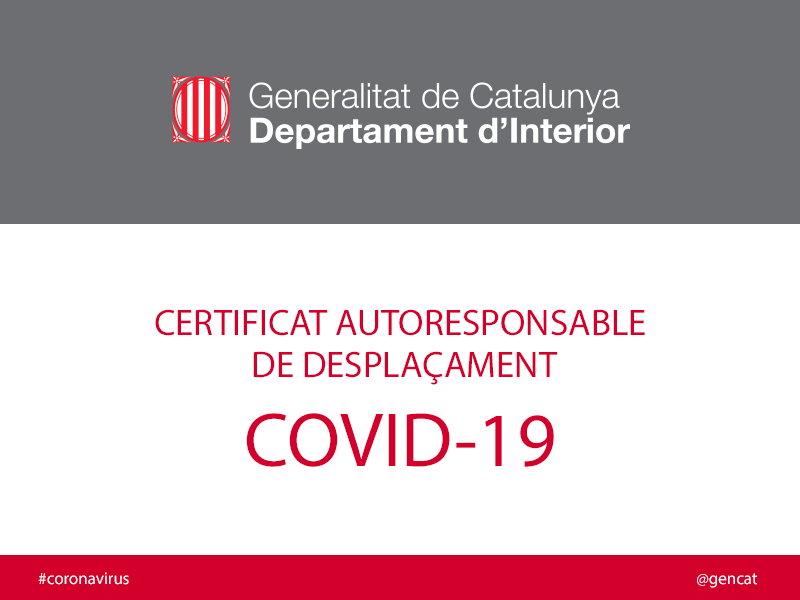 Certificat autoresponsable de desplaament en el marc de lestat dalarma per la crisi sanitria per la COVID-19
