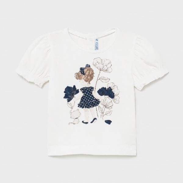 Camiseta m/c niña y gatito Mayoral